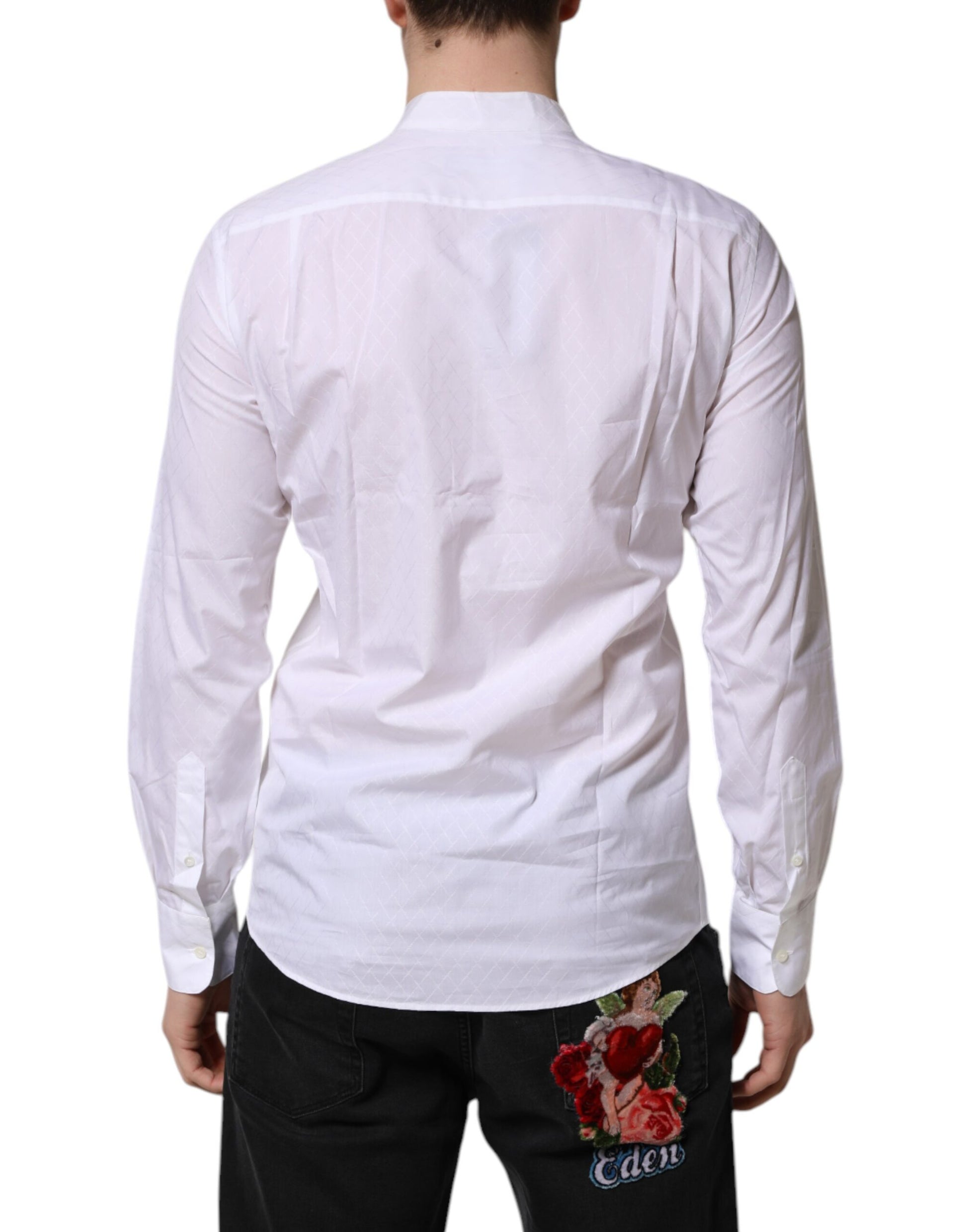 Dolce & Gabbana White Cotton Slim Long Sleeves Formal Shirt Dolce & Gabbana