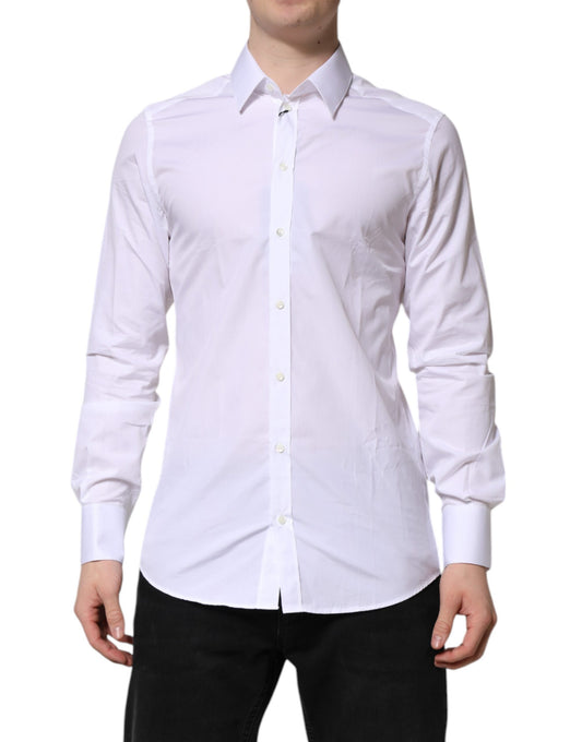 Dolce & Gabbana White GOLD Long Sleeves Dress Formal Shirt Dolce & Gabbana
