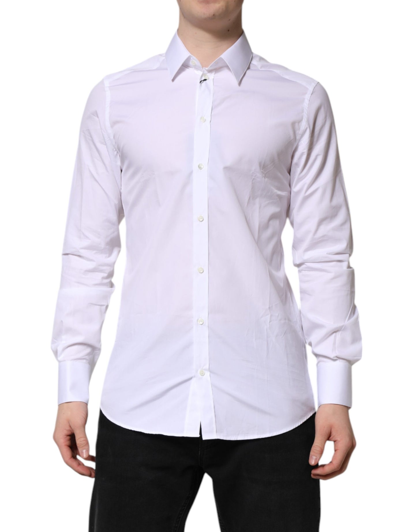 Dolce & Gabbana White GOLD Long Sleeves Dress Formal Shirt Dolce & Gabbana
