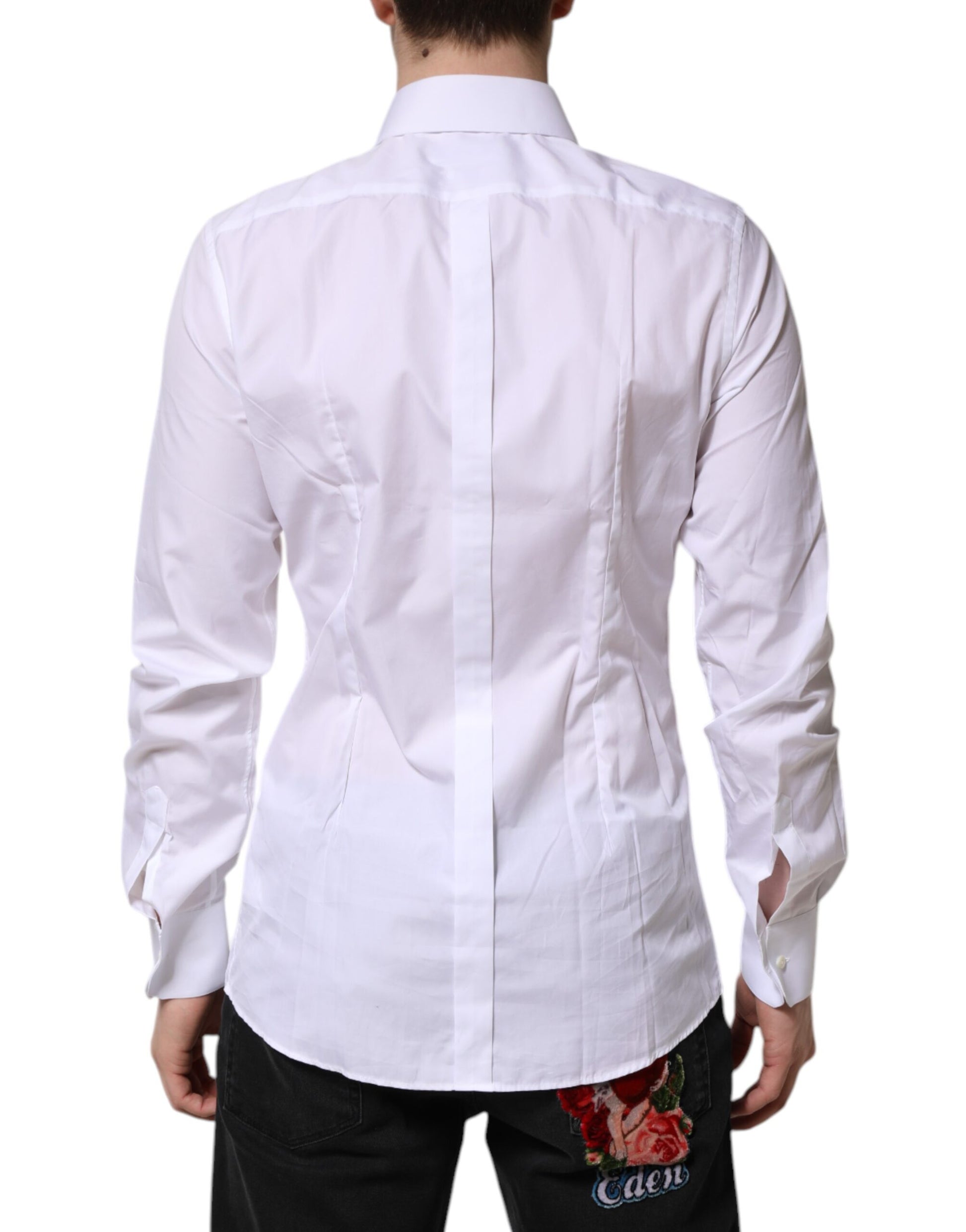 Dolce & Gabbana White GOLD Long Sleeves Dress Formal Shirt Dolce & Gabbana