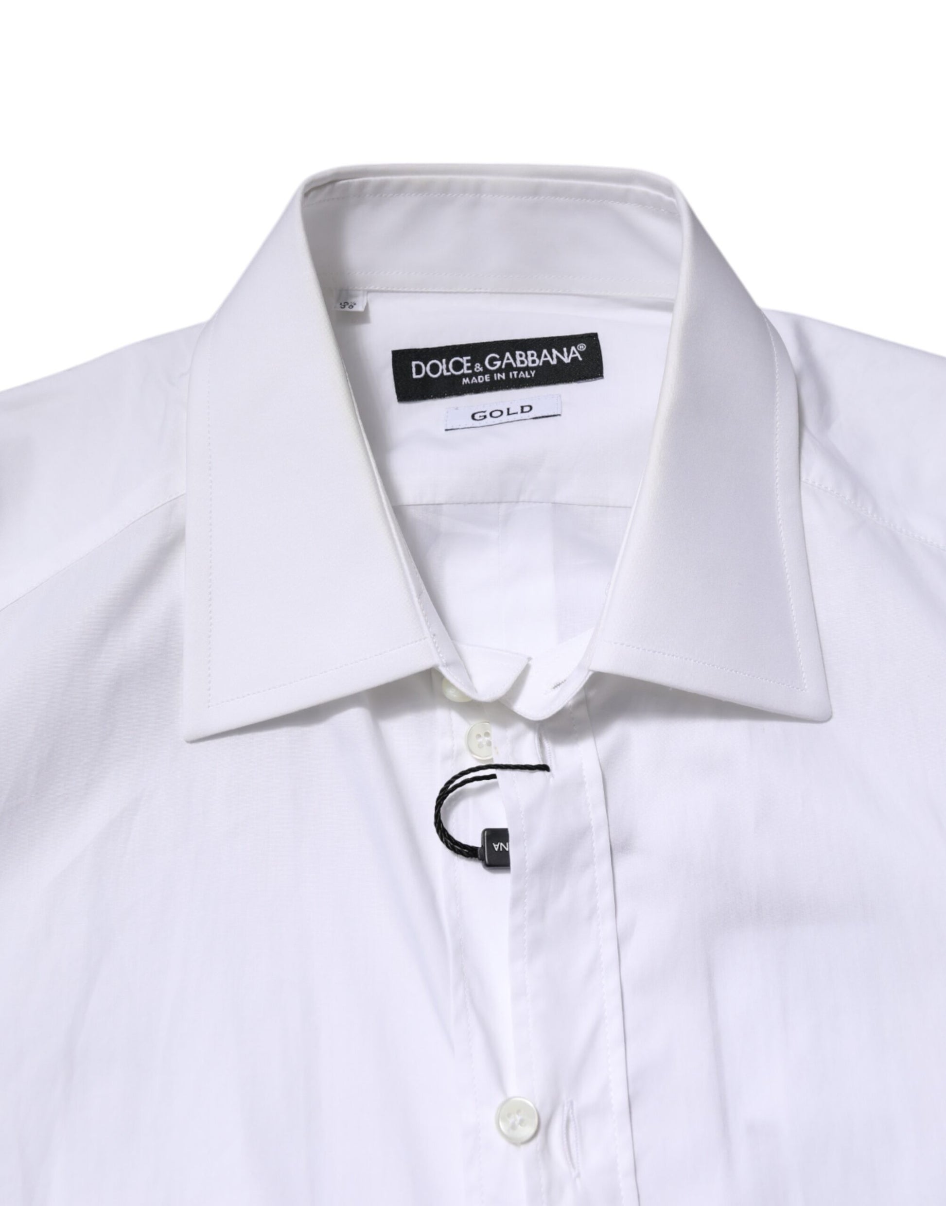 Dolce & Gabbana White GOLD Long Sleeves Dress Men Formal Shirt Dolce & Gabbana