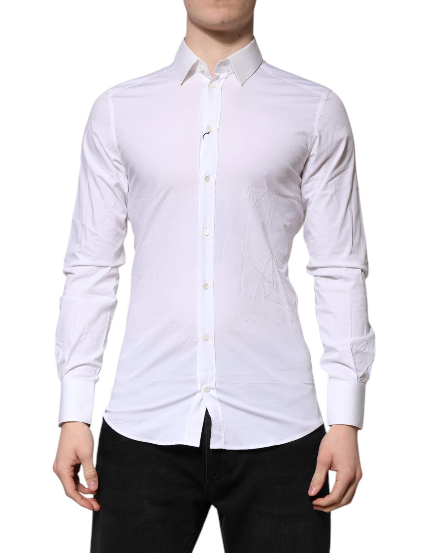 Dolce & Gabbana White GOLD Long Sleeves Dress Formal Shirt Dolce & Gabbana