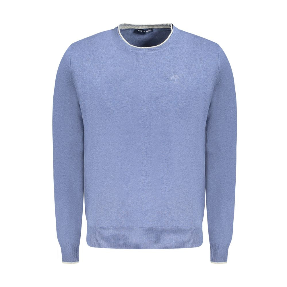 Blue cotton men's sweater by North Sails, featuring a classic fit with ribbed cuffs and neckline.