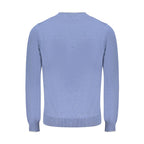 North Sails blue cotton men's sweater with crew neck and long sleeves, showcasing a casual, comfortable knit design.