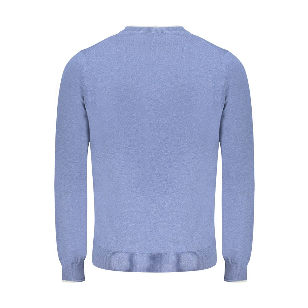 North Sails blue cotton men's sweater with crew neck and long sleeves, showcasing a casual, comfortable knit design.