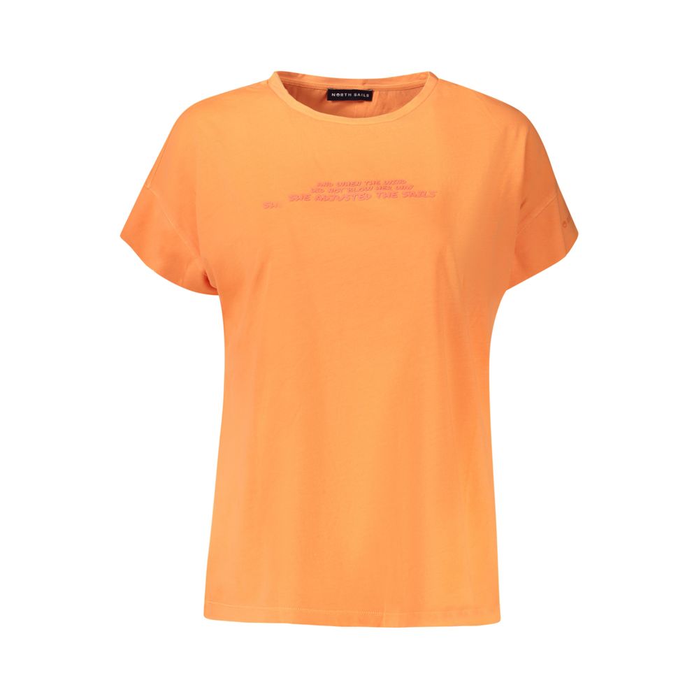 North Sails Arancione cotton women’s T-shirt with short sleeves and crew neckline, featuring vibrant orange color and casual fit.