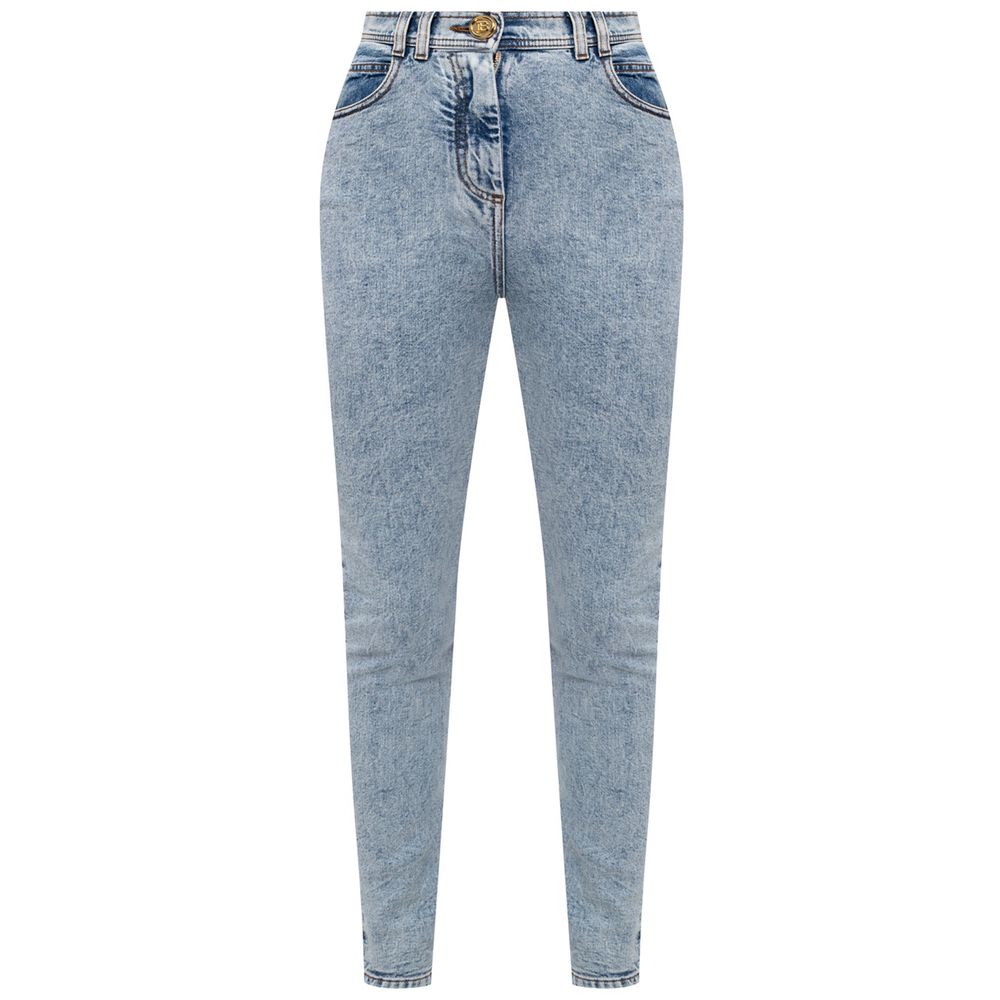 Balmain Blue Cotton Women's High-Waisted Jean Balmain