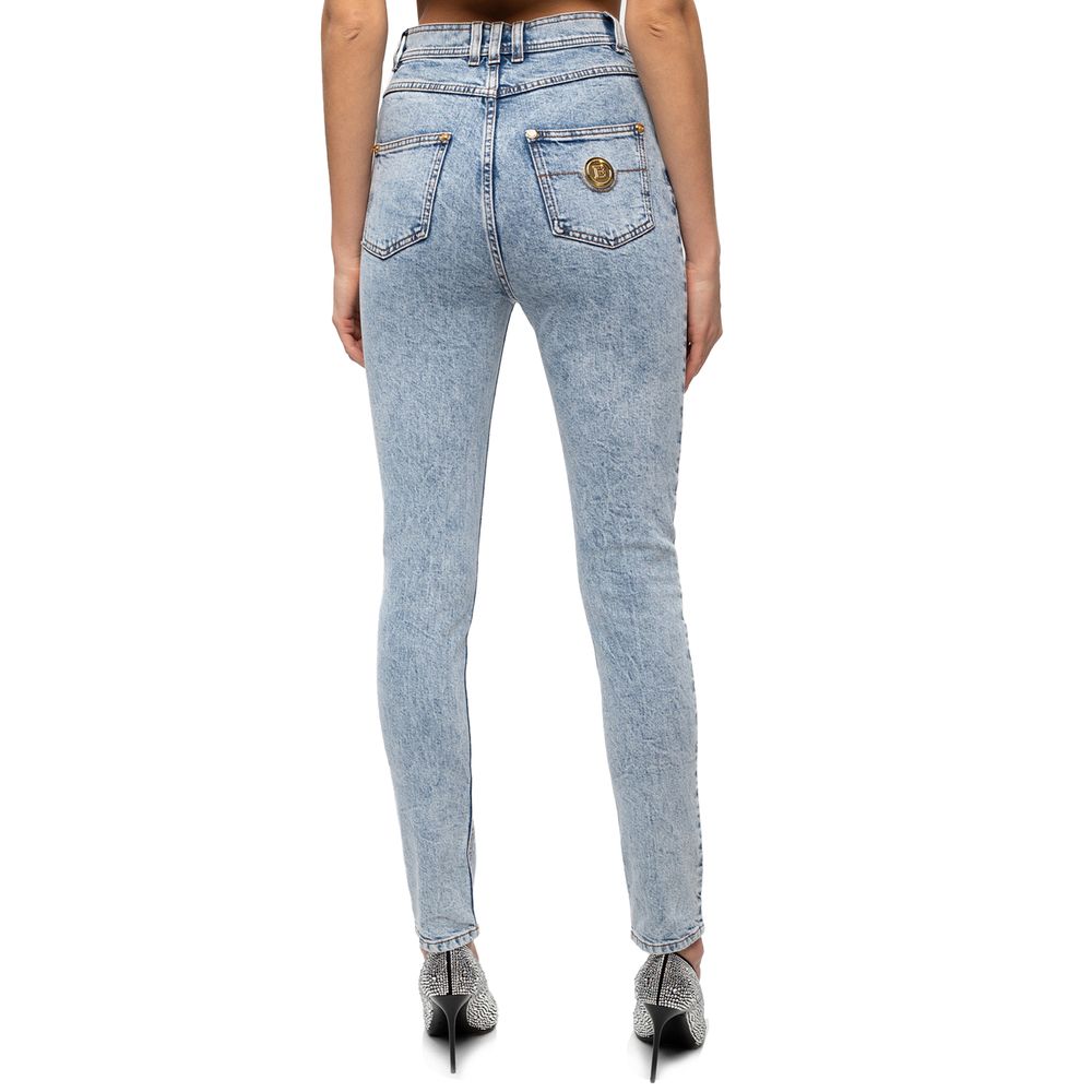 Balmain Blue Cotton Women's High-Waisted Jean Balmain