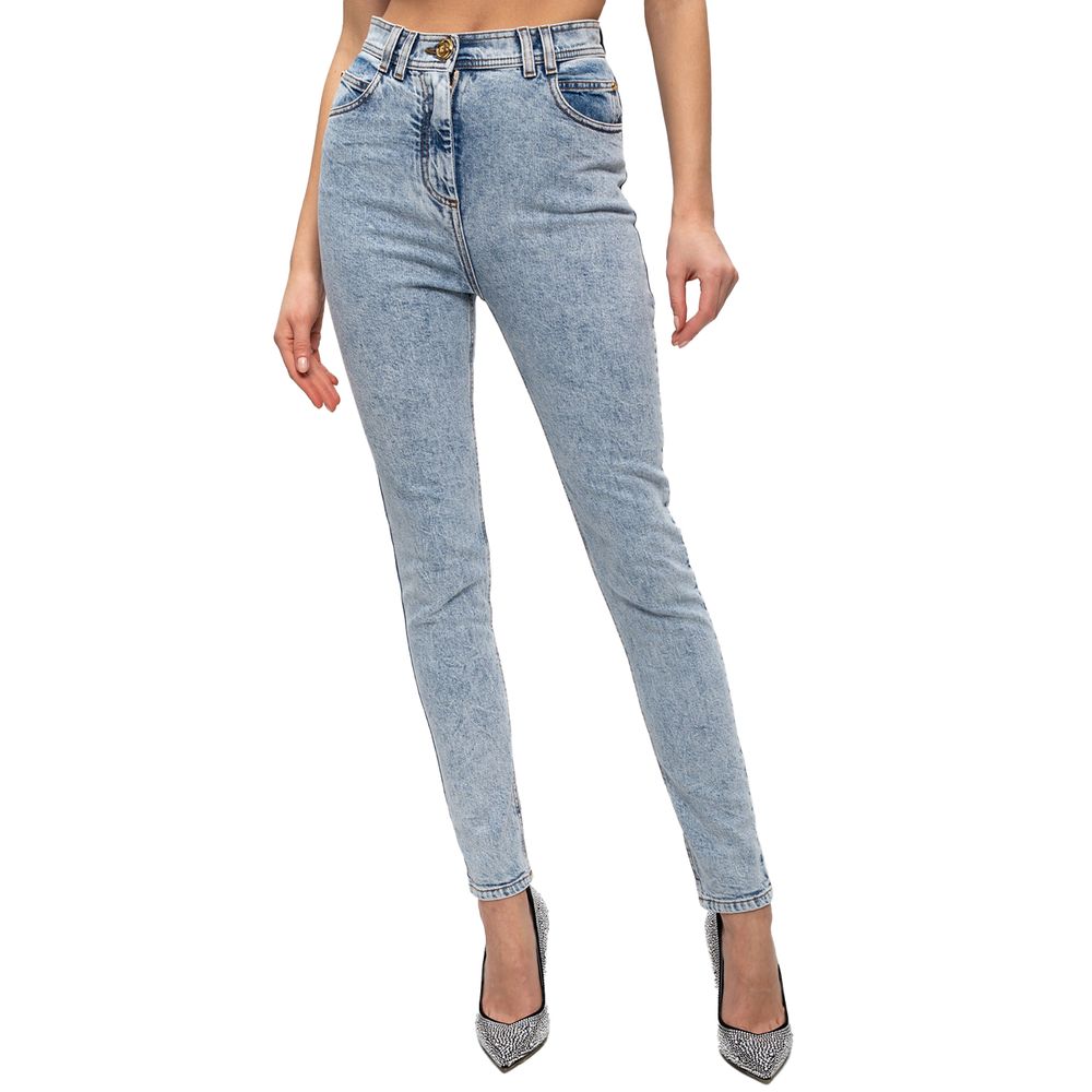 Balmain Blue Cotton Women's High-Waisted Jean Balmain