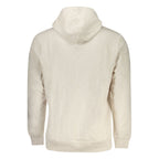 Beige cotton men's hoodie by Tommy Hilfiger featuring a drawstring hood and front pocket, casual and comfortable for everyday wear.