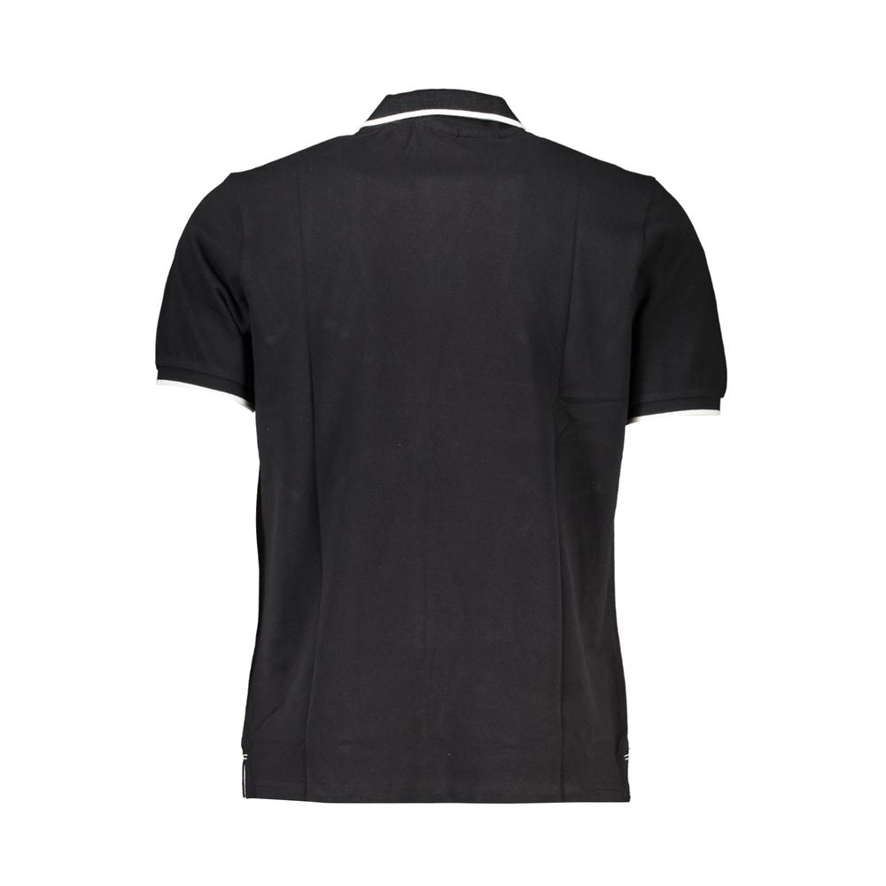 Black cotton men's polo shirt by North Sails featuring a classic collar and short sleeves.