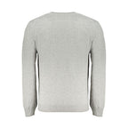 Harmont & Blaine gray wool men's sweater with ribbed cuffs and neckline, classic and cozy knit for casual wear