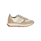 White polyester women's sneaker by Blauer with a sleek design and comfortable fit, perfect for casual wear.