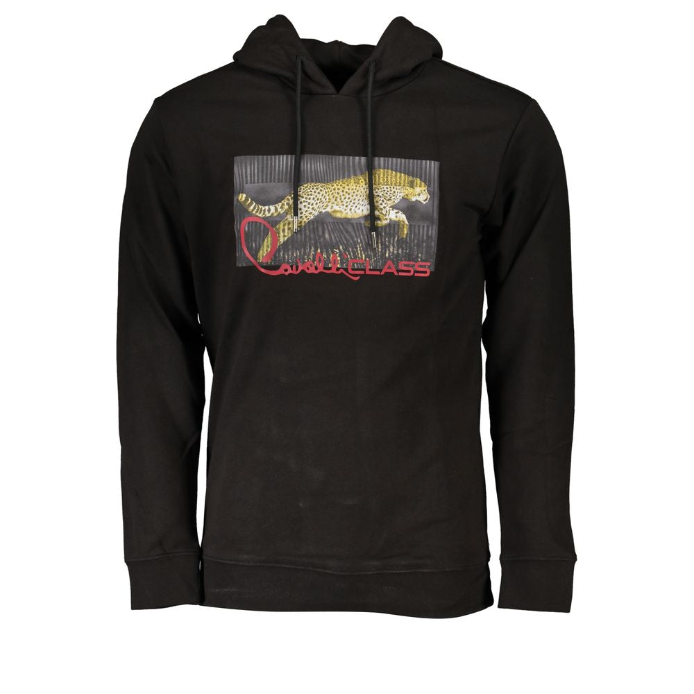 Cavalli Class Black Cotton Men Sweater Cavalli Class