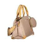 Mario Valentino beige polyurethane women's bag with structured design and top handle, stylish accessory for casual or formal outfits.