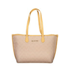 Mario Valentino beige women's polyurethane bag with central pocket and zip closure, stylish and functional accessory.