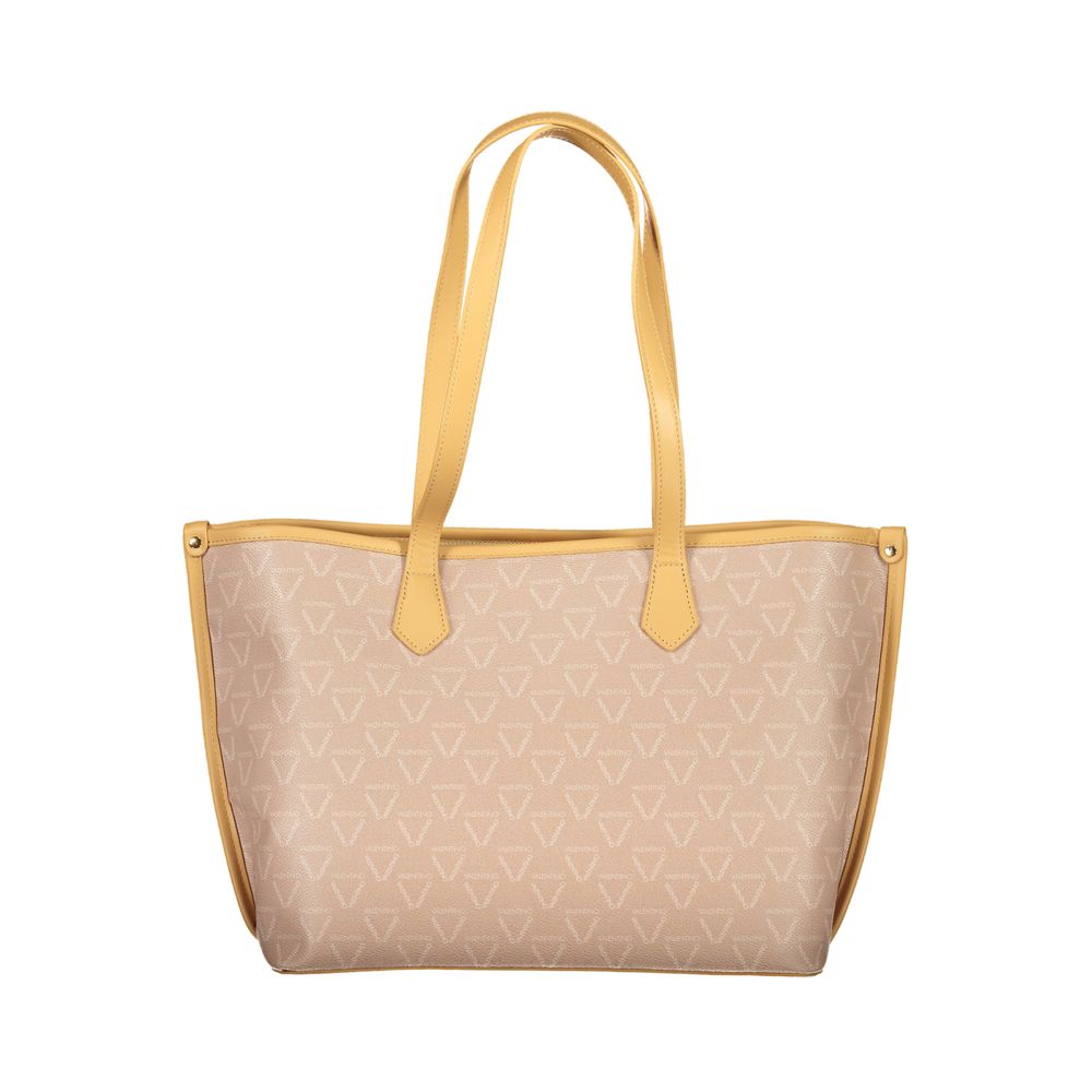 Mario Valentino beige polyurethane women's bag with central pocket, zip closure, and stylish design.