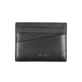 Calvin Klein black leather men's wallet holder with multiple card slots and sleek design for everyday use.