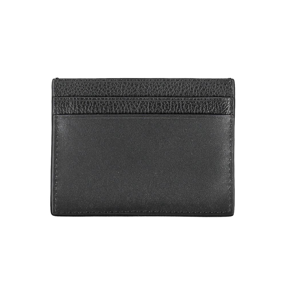Calvin Klein black leather men's wallet holder with multiple card slots and sleek design for everyday use.