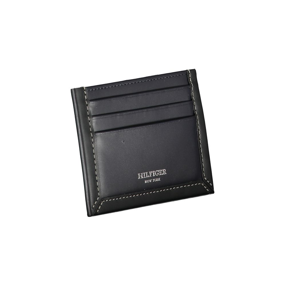 Blue leather men's wallet by Tommy Hilfiger, featuring a sleek design with the brand logo and multiple card slots.