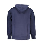 Tommy Hilfiger blue cotton men's sweatshirt with ribbed cuffs and neckline, casual fit, and logo detail on front.