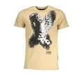 Beige Cavalli Class cotton men's T-shirt with round neckline and short sleeves, casual style and soft fabric.