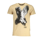 Beige Cavalli Class cotton men's T-shirt with round neckline and short sleeves, casual style and soft fabric.