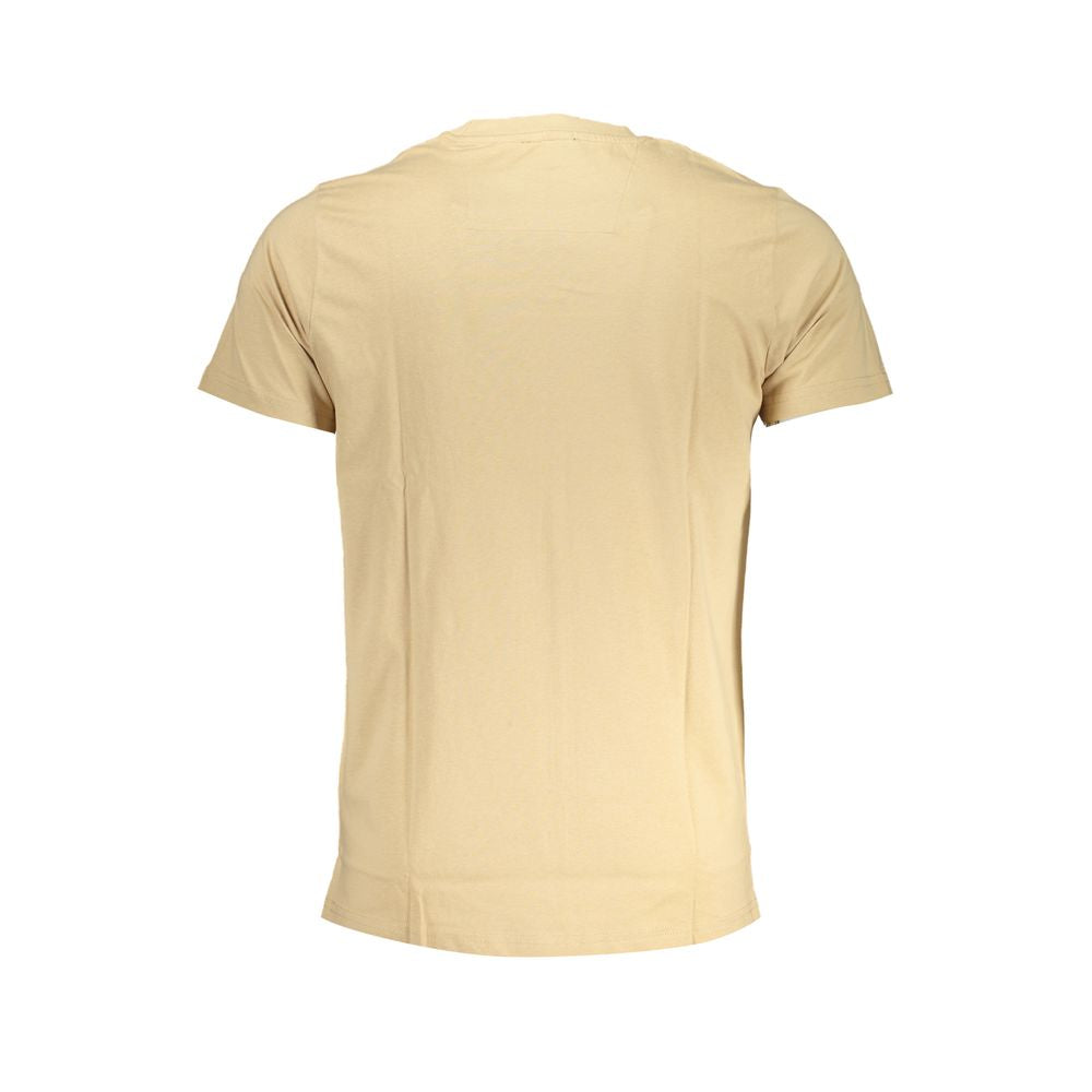Beige Cavalli Class cotton men's T-shirt with round neckline and short sleeves, casual style, displayed on a plain background.