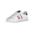 Tommy Hilfiger white polyurethane men's sneaker with laces and sporty design, casual footwear for everyday wear.
