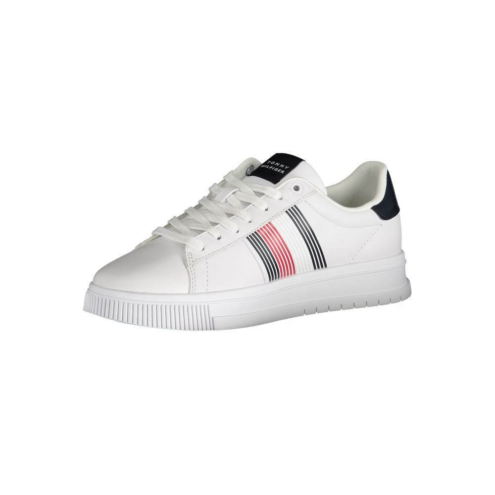 Tommy Hilfiger white polyurethane men's sneaker with laces and sporty design, casual footwear for everyday wear.