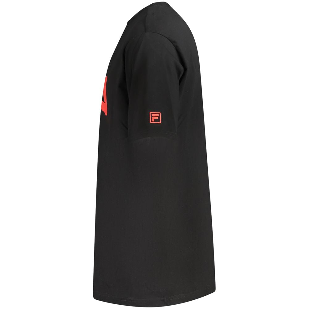 Black Fila cotton men's T-shirt with short sleeves and crew neckline, casual and comfortable everyday wear.