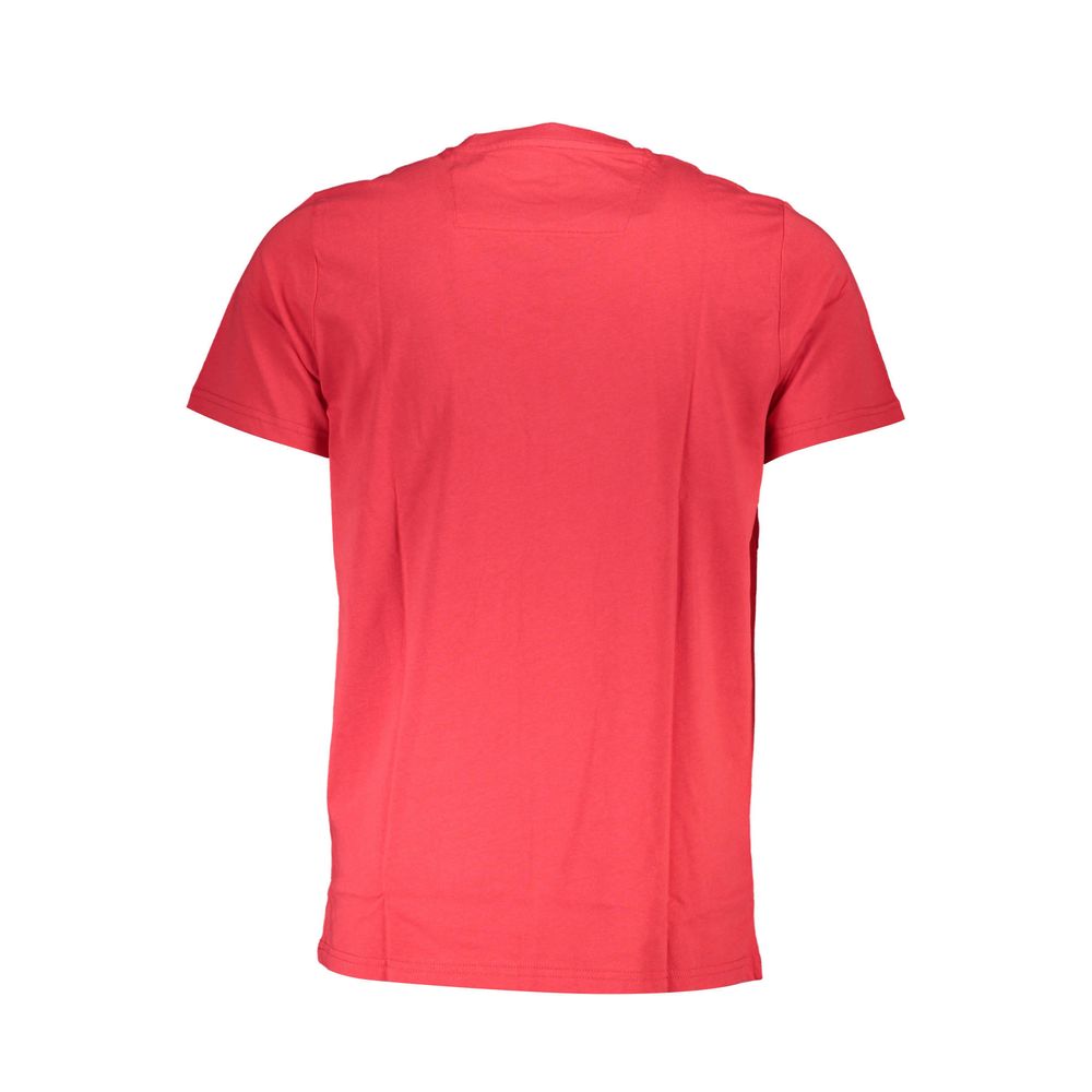 Cavalli Class Rosso cotton men's T-shirt with round neckline and short sleeves, featuring a sleek, casual design.