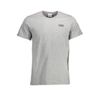 Tommy Hilfiger men's Grigio organic cotton T-shirt displayed flat, showcasing a classic crew neck and soft fabric.