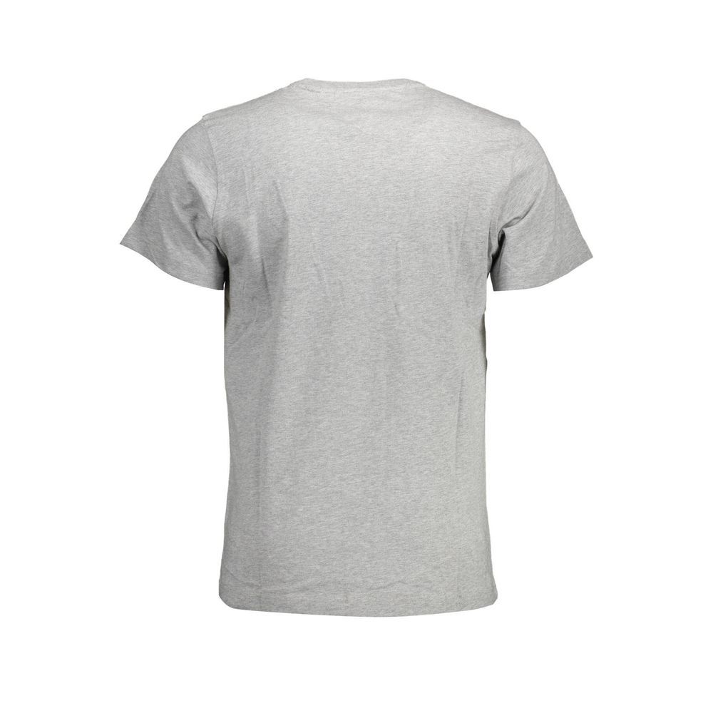 Tommy Hilfiger Grigio organic cotton men's T-shirt displayed on a hanger with a plain background