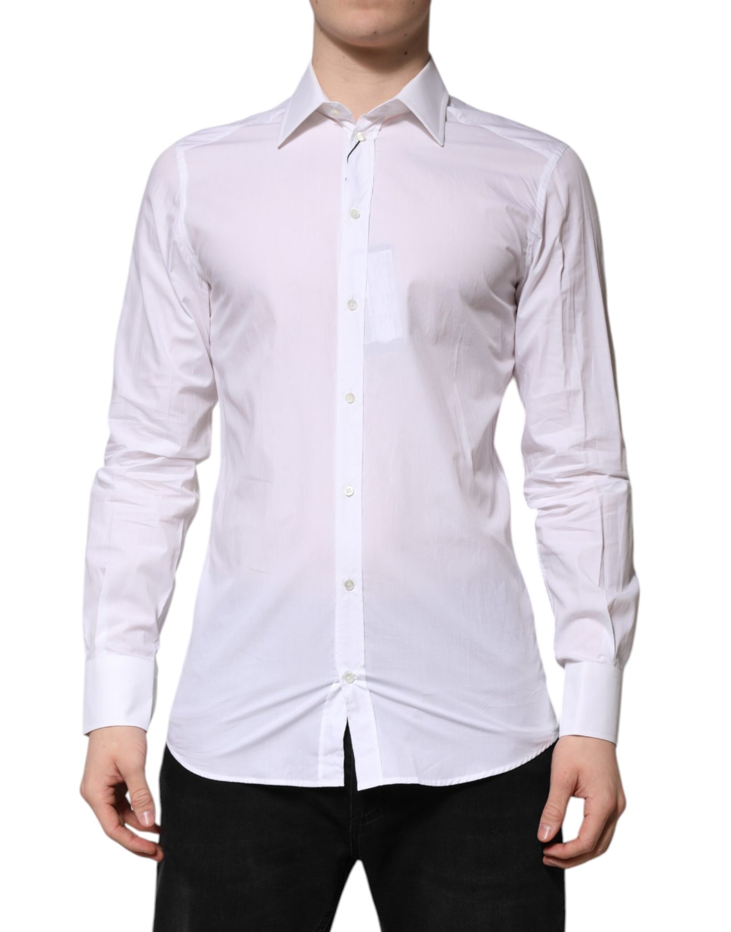 Dolce & Gabbana White GOLD Long Sleeves Dress Formal Shirt Dolce & Gabbana