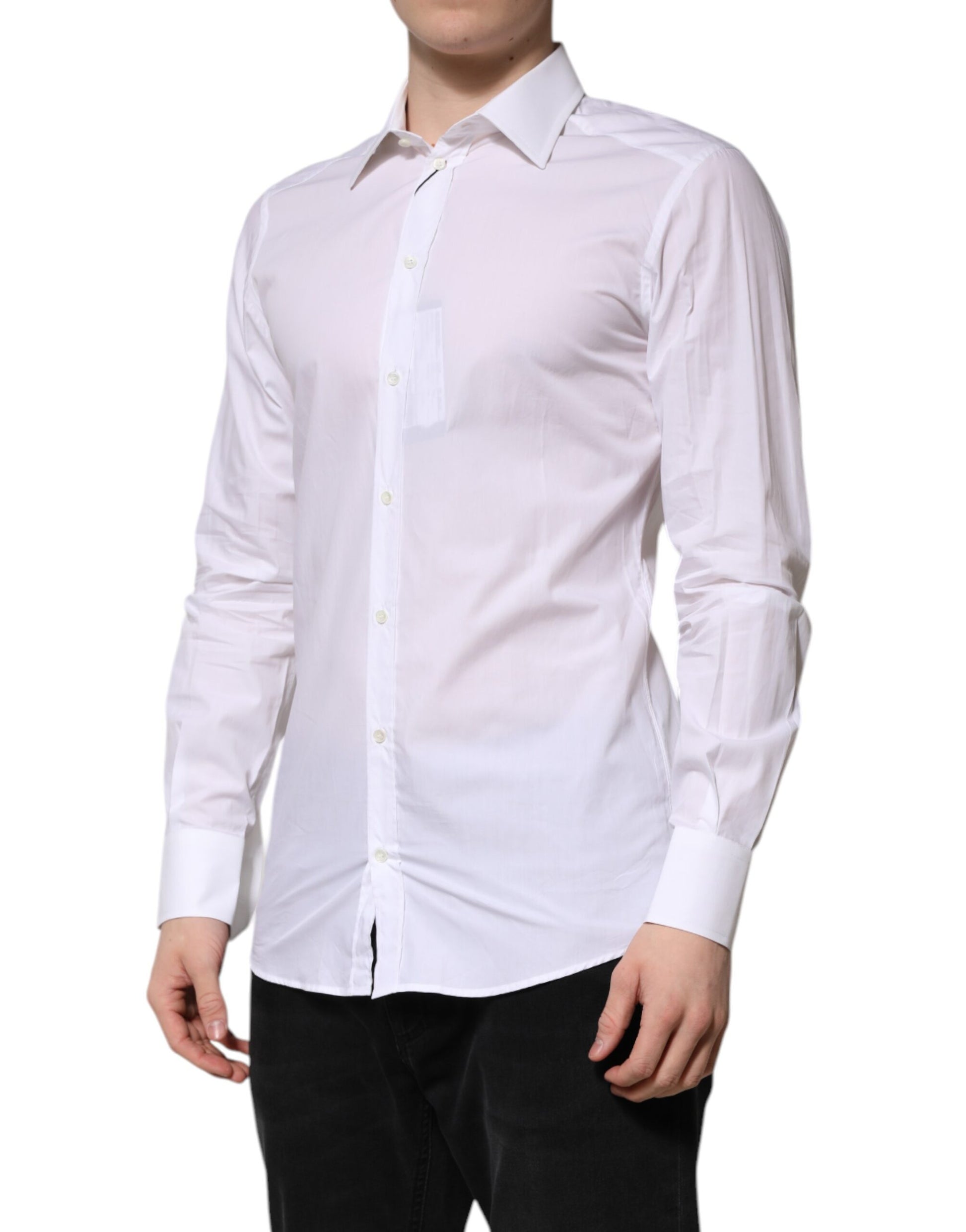 Dolce & Gabbana White GOLD Long Sleeves Dress Formal Shirt Dolce & Gabbana