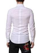 Dolce & Gabbana White GOLD Long Sleeves Dress Men Formal Shirt