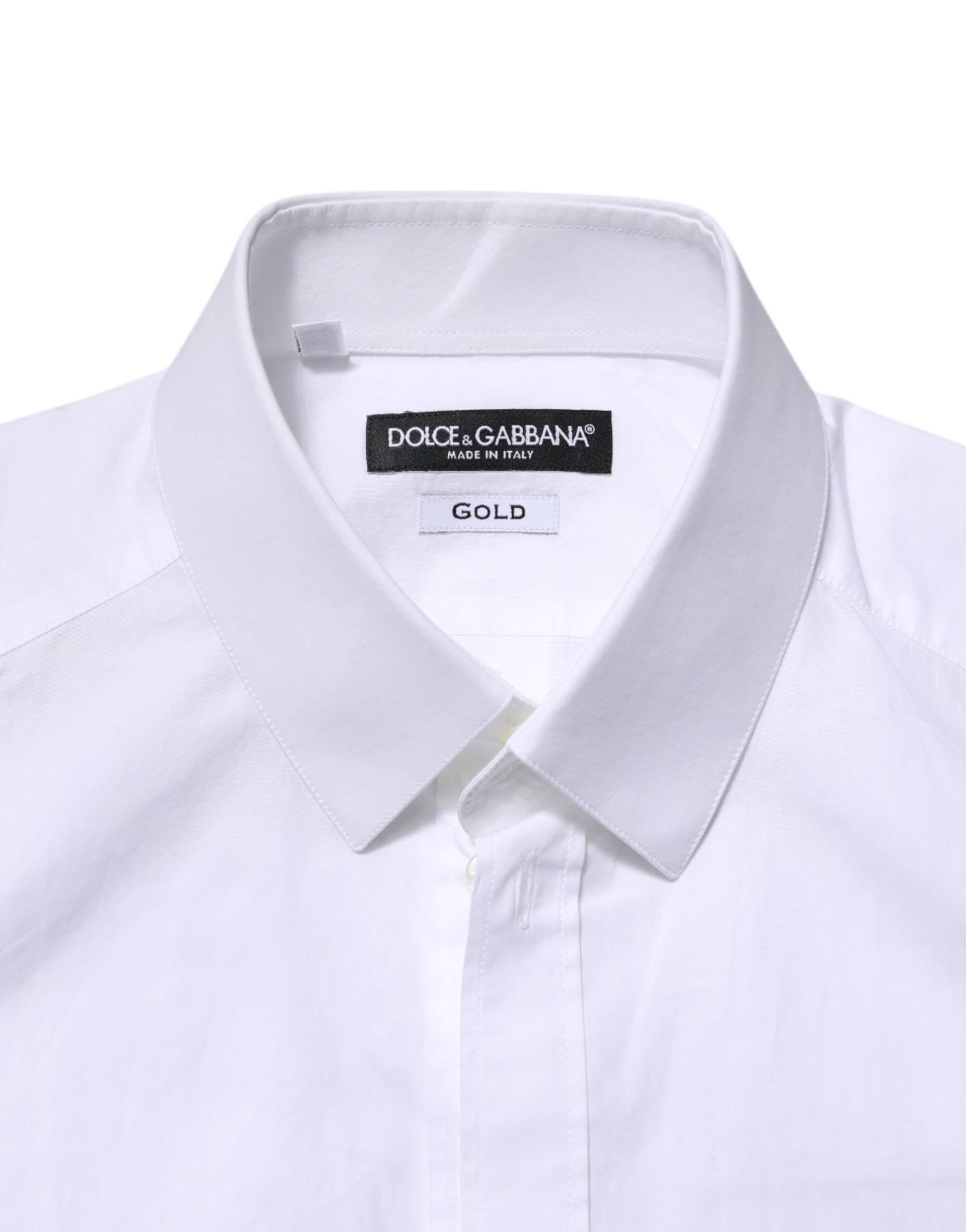 Dolce & Gabbana White GOLD Long Sleeves Dress Men Formal Shirt Dolce & Gabbana