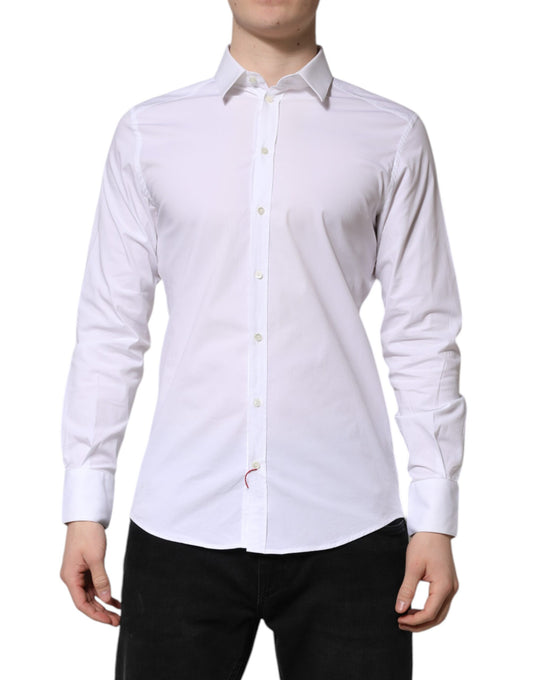 Dolce & Gabbana White GOLD Long Sleeve Dress Formal Shirt Dolce & Gabbana