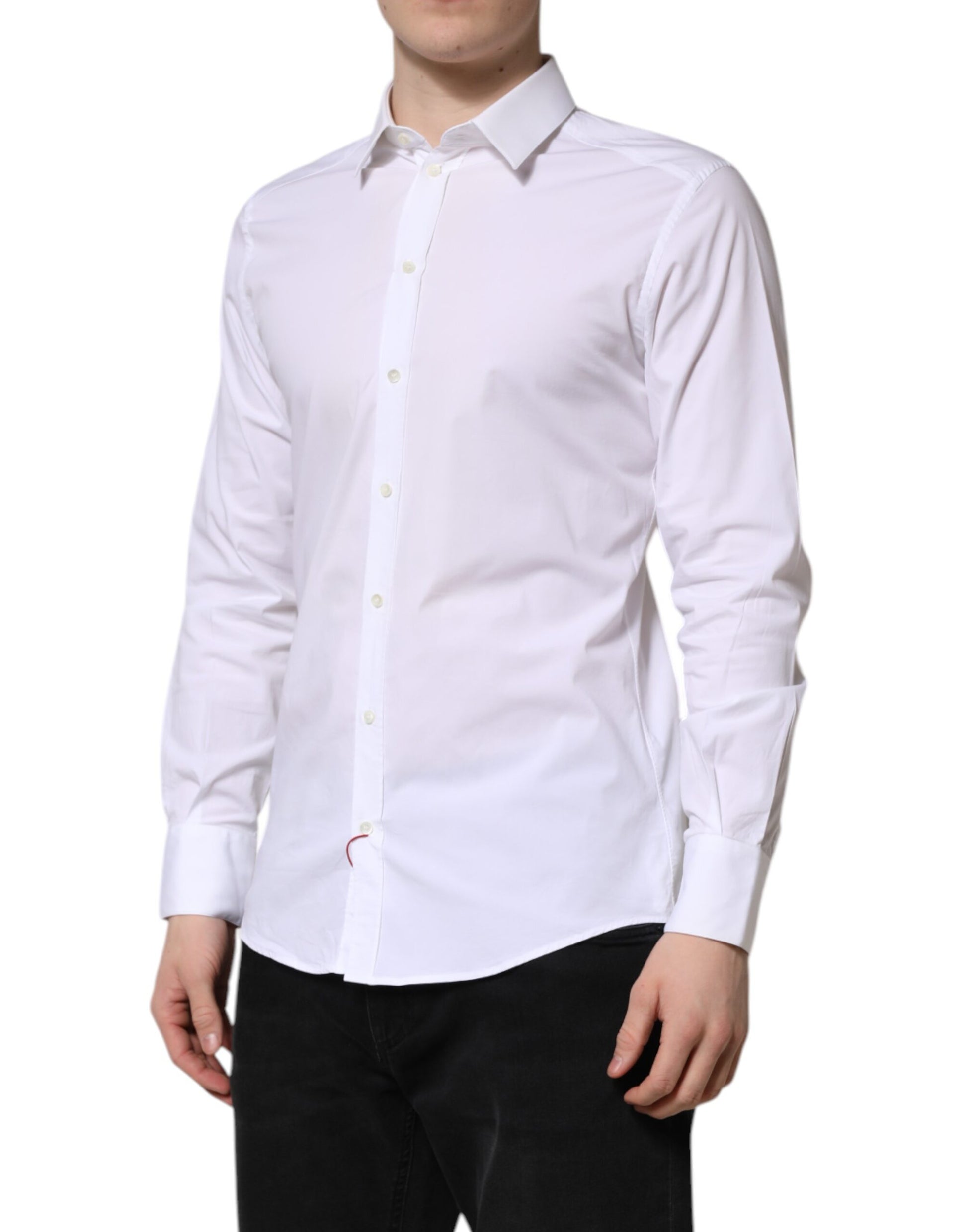 Dolce & Gabbana White GOLD Long Sleeve Dress Formal Shirt Dolce & Gabbana