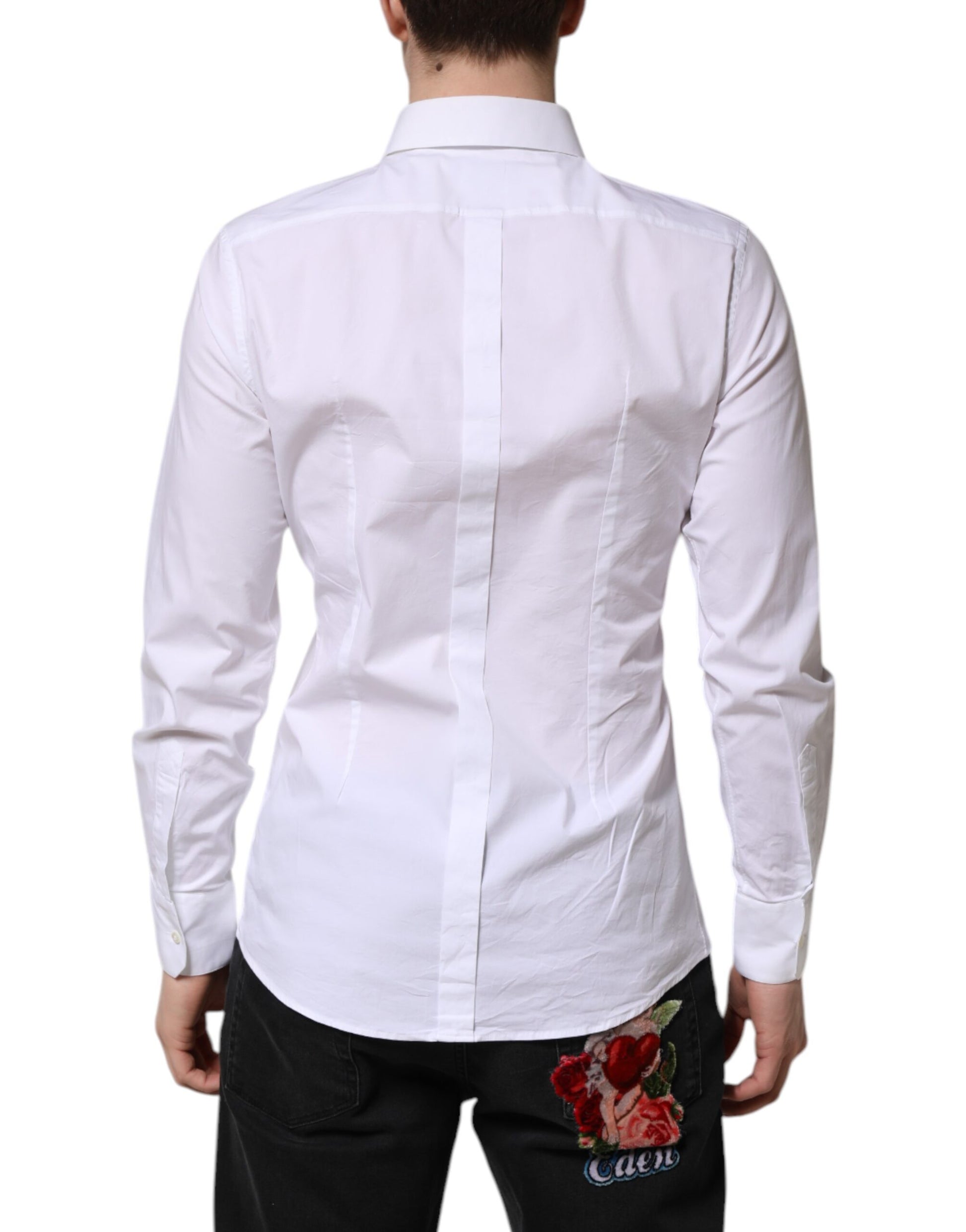 Dolce & Gabbana White GOLD Long Sleeve Dress Formal Shirt Dolce & Gabbana