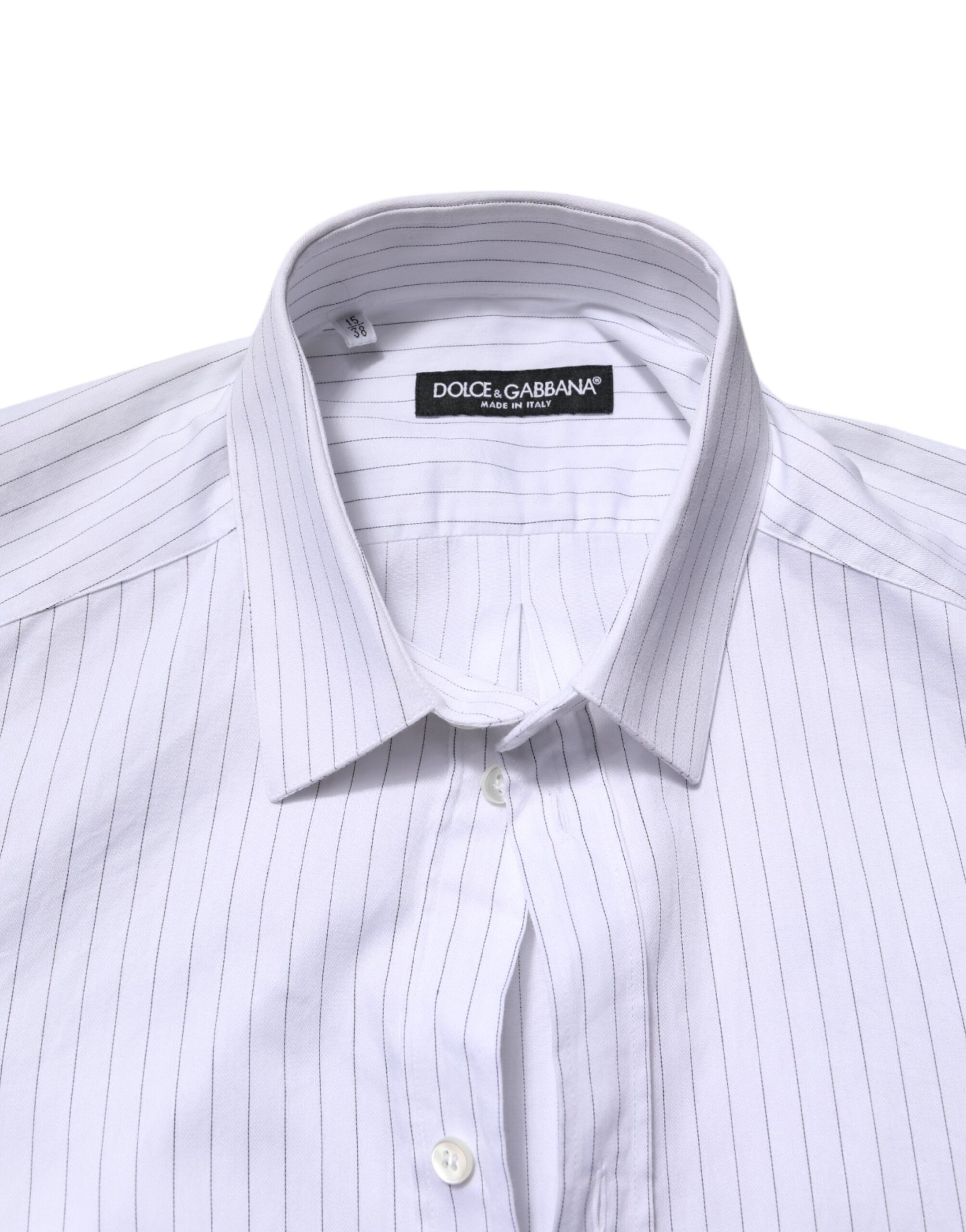 Dolce & Gabbana White Stripes Cotton Long Sleeve Formal Shirt Dolce & Gabbana