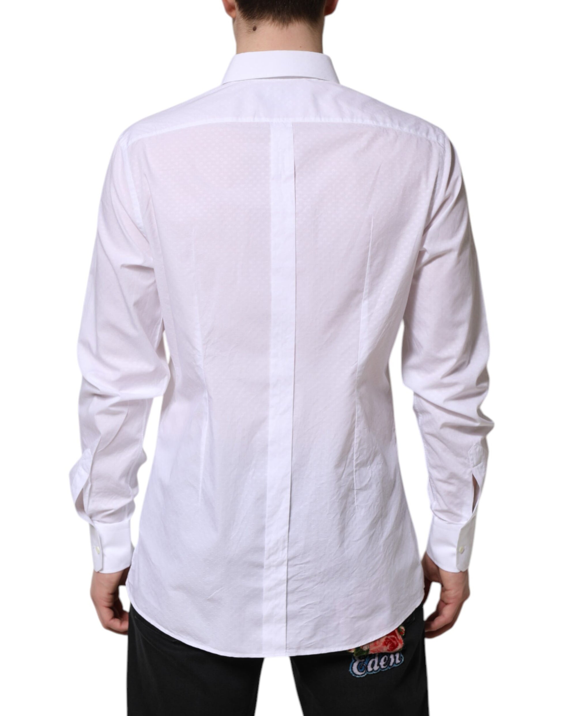 Dolce & Gabbana White GOLD Cotton Long Sleeves Formal Shirt Dolce & Gabbana
