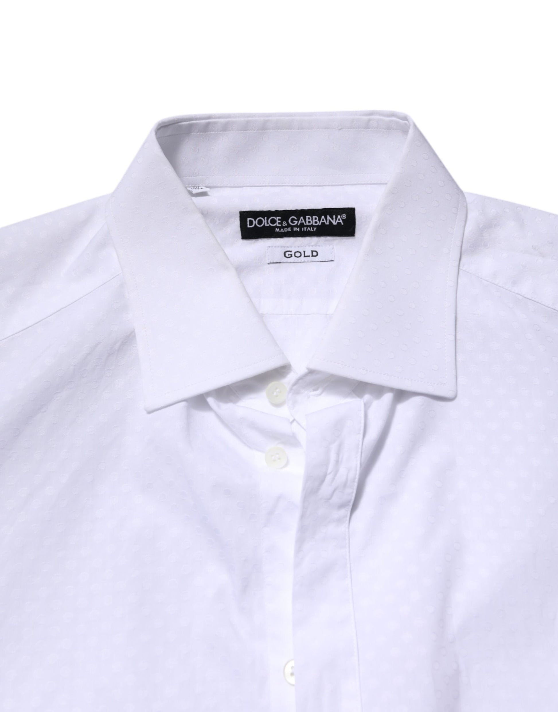 Dolce & Gabbana White GOLD Cotton Long Sleeves Formal Shirt Dolce & Gabbana