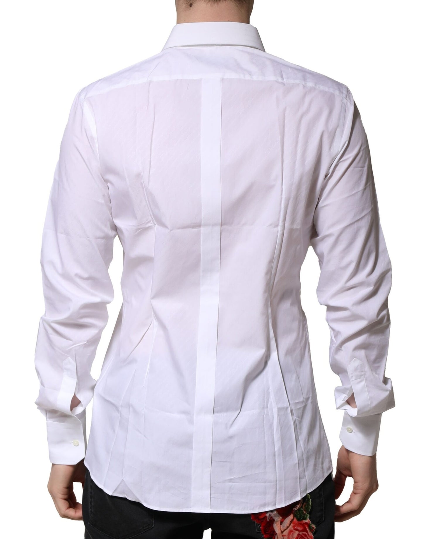Dolce & Gabbana White GOLD Cotton Long Sleeves Men Formal Shirt Dolce & Gabbana