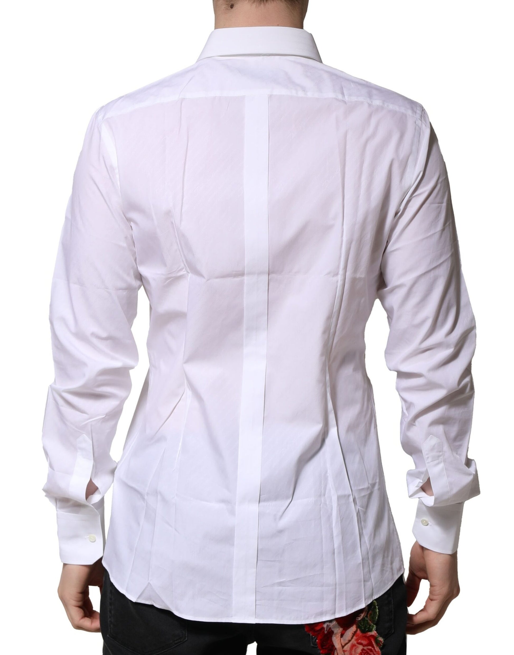 Dolce & Gabbana White GOLD Cotton Long Sleeves Men Formal Shirt Dolce & Gabbana