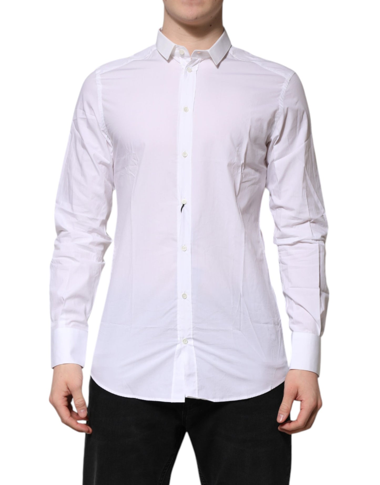 Dolce & Gabbana White GOLD Cotton Long Sleeves Men Formal Shirt Dolce & Gabbana