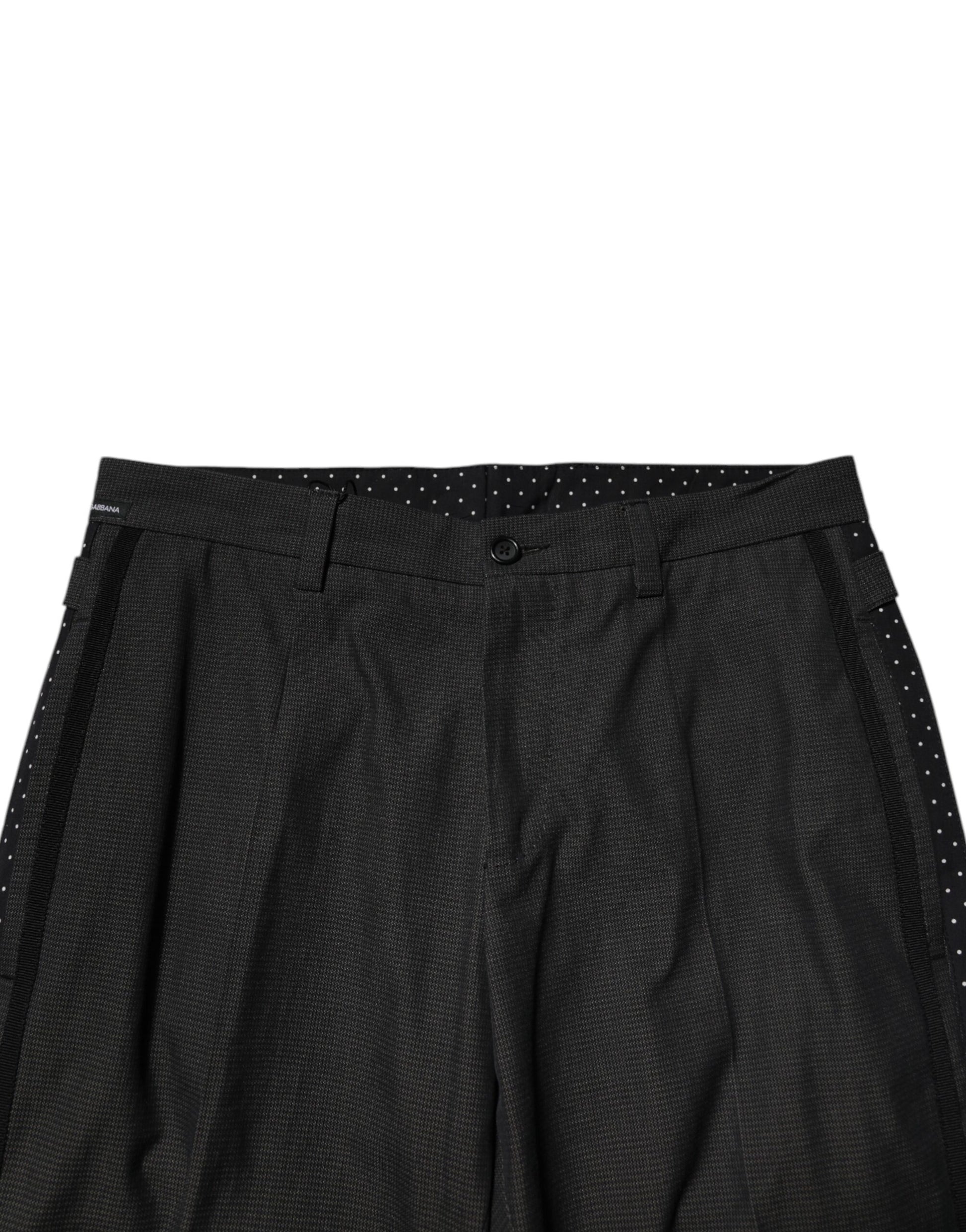 Dolce & Gabbana Gray Cotton Patterned Formal Pants Dolce & Gabbana