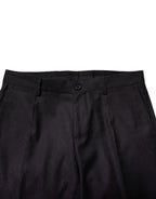 Dolce & Gabbana Black Wool Patterned Formal Pants