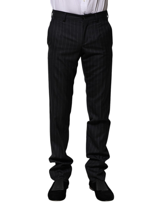 Dolce & Gabbana Black Wool Striped Formal Pants Dolce & Gabbana